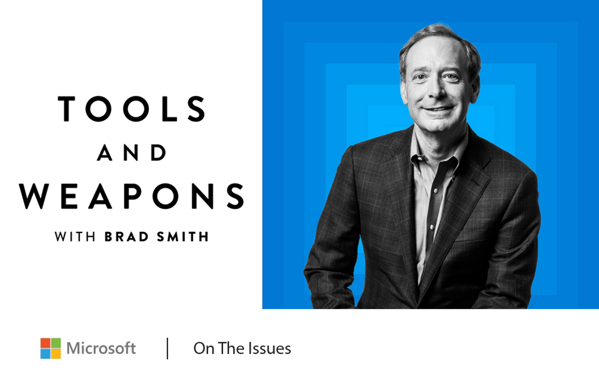 Tools and Weapons with Brad Smith podcast; photo of Brad Smith, Microsoft President and Vice Chair
