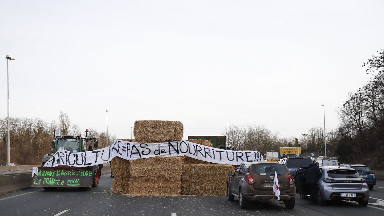 Traffic jam from French farmer protests.