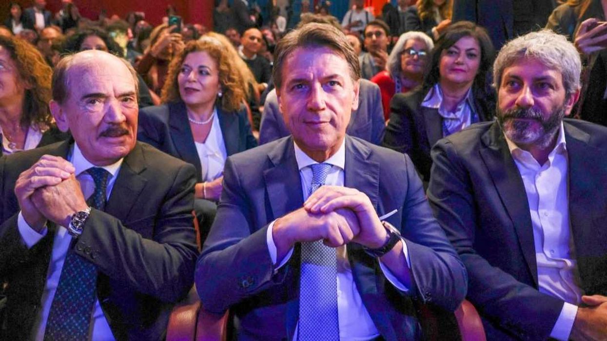 Troisi Theater in Fuorigrotta during the presentation of the Five Star Movement's candidate lists for the Campania region, with the presence of Presidential Candidate Roberto Fico and former Prime Minister Giuseppe Conte.