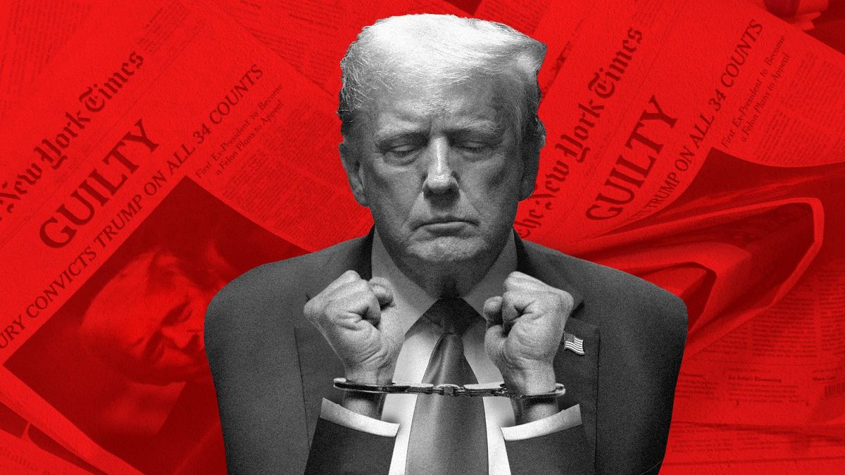 Trump in handcuffs.