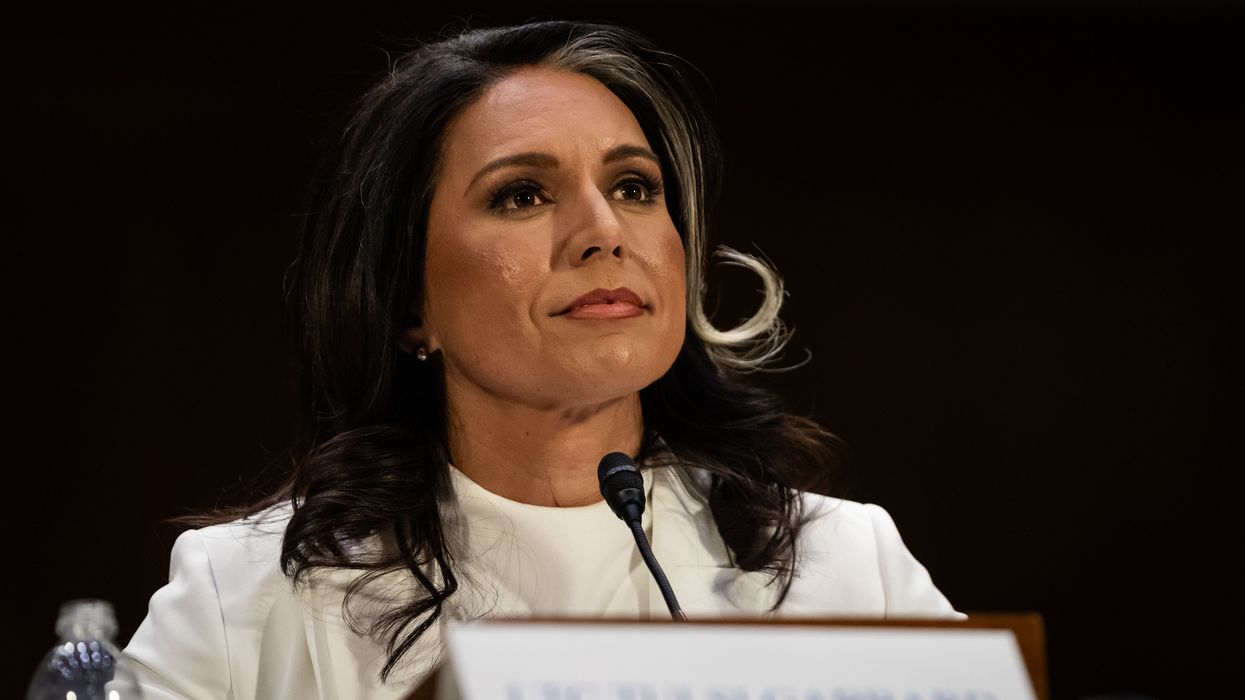 Tulsi Gabbard, Trump’s nominee for Director of National Intelligence, testifies at a Senate Intelligence Committee confirmation hearing in Washington, DC, January 30, 2025. She is a controversial nominee due to her previous suggestions of support for autocrats and U.S. adversaries, including the recently toppled Syrian dictator Bashar al-Assad.