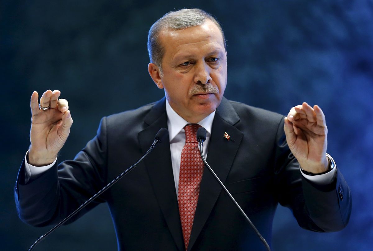 ​Turkey's President Tayyip Erdogan addresses a conference in Ankara, Turkey. 
