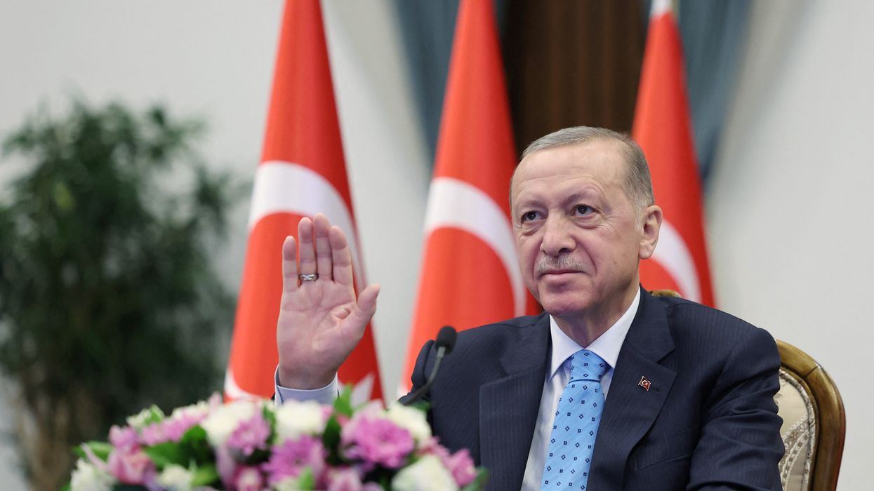 Turkish President Recep Tayyip Erdogan attends a ceremony to mark the delivery of nuclear fuel to the Akkuyu nuclear power plant, which is being built by Russia, in Ankara.