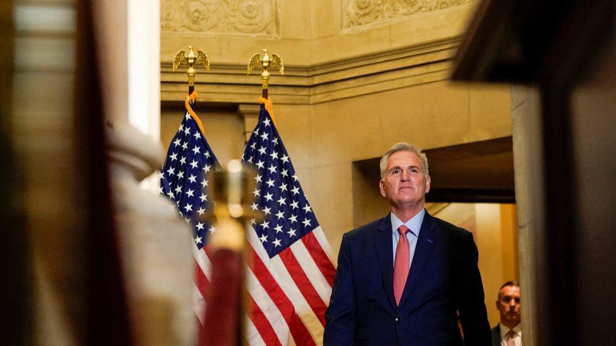 U.S. House Speaker Kevin McCarthy (R-CA) arrives to deliver a statement on allegations surrounding U.S. President Joe Biden and his son Hunter Biden, as the House of Representatives returns from its summer break facing a looming deadline to avoid a government shutdown while spending talks continue on Capitol Hill in Washington, U.S., September 12, 2023.