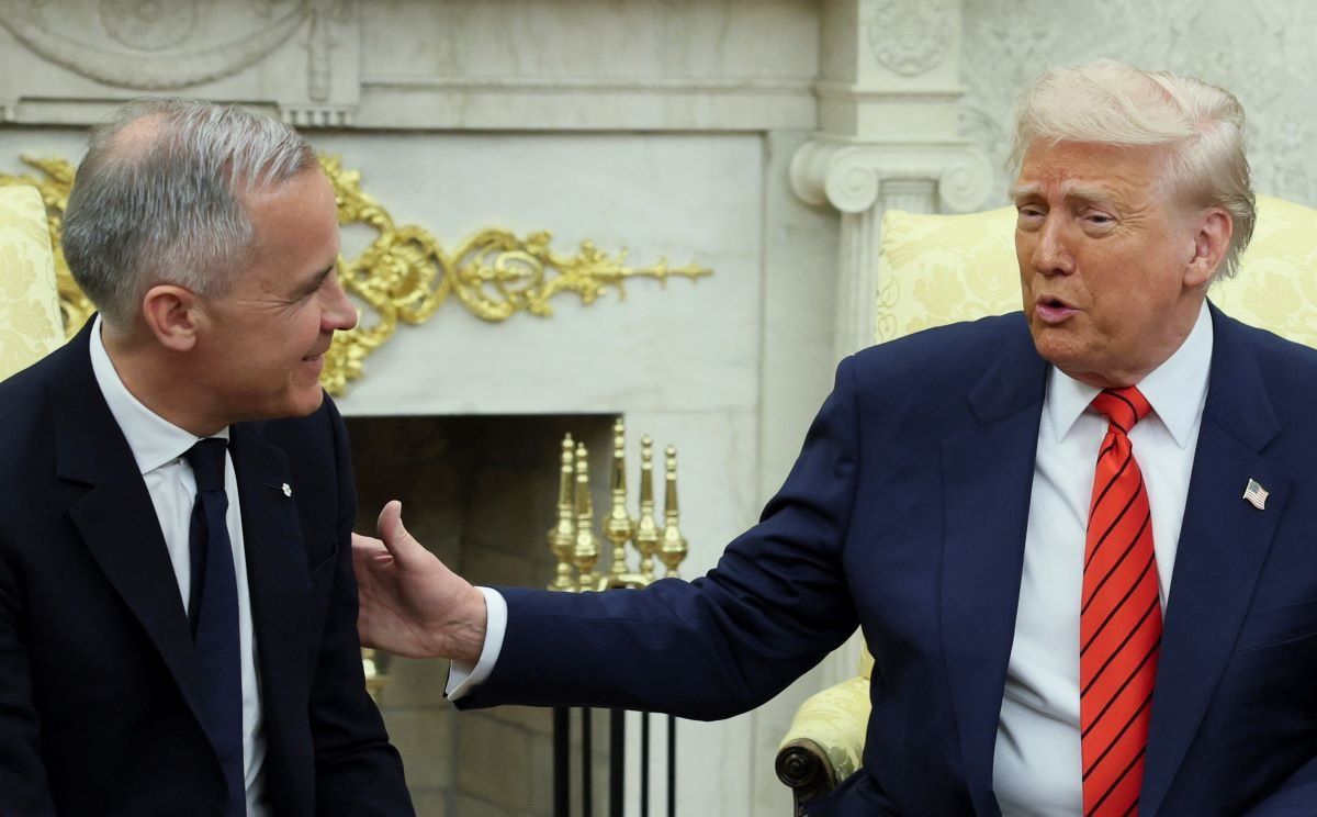 ​U.S. President Donald Trump and Canadian Prime Minister Mark Carney meet in the Oval Office at the White House in Washington, D.C., U.S., May 6, 2025. 