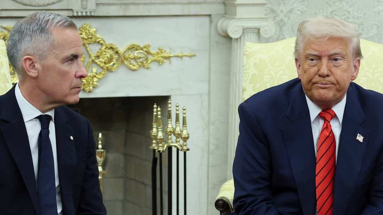 U.S. President Donald Trump and Canadian Prime Minister Mark Carney meet in the Oval Office at the White House in Washington, D.C.