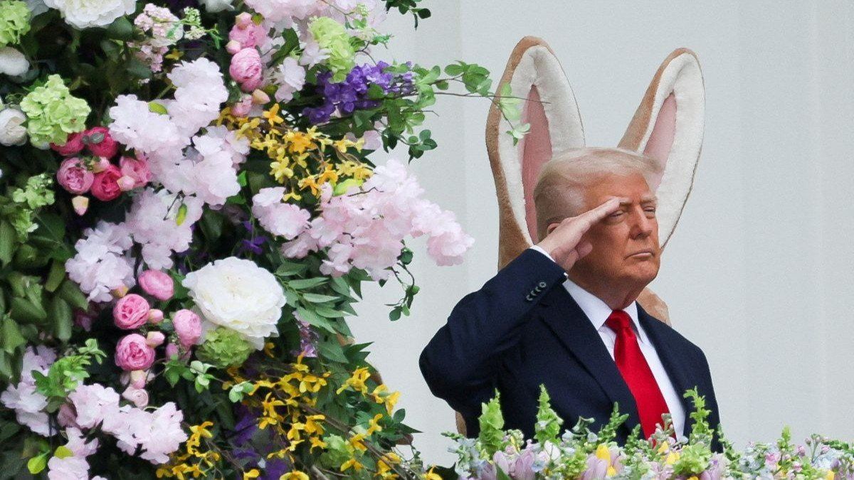 ​U.S. President Donald Trump attends the White House Easter Egg Roll, in Washington, D.C., U.S., on April 21, 2025.