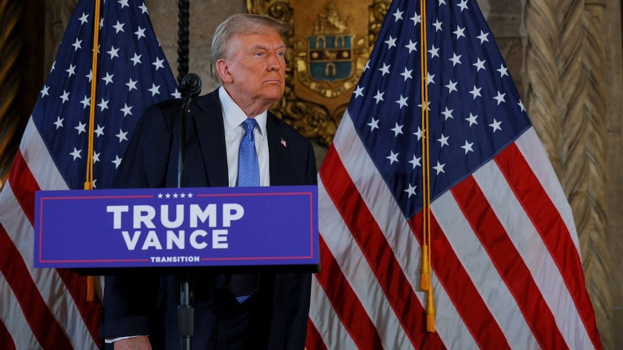 U.S. President-elect Donald Trump looks on as he delivers remarks at Mar-a-Lago in Palm Beach, Florida, U.S., December 16, 2024.