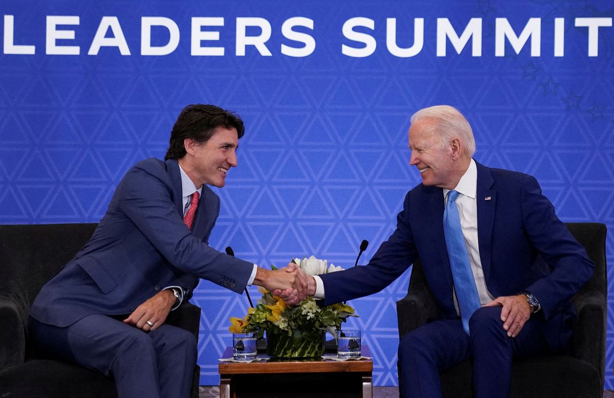 U.S. President Joe Biden and Canadian PM Justin Trudeau during a bilateral meeting at the North American Leaders' Summit in Mexico City, Mexico, January 10, 2023.
