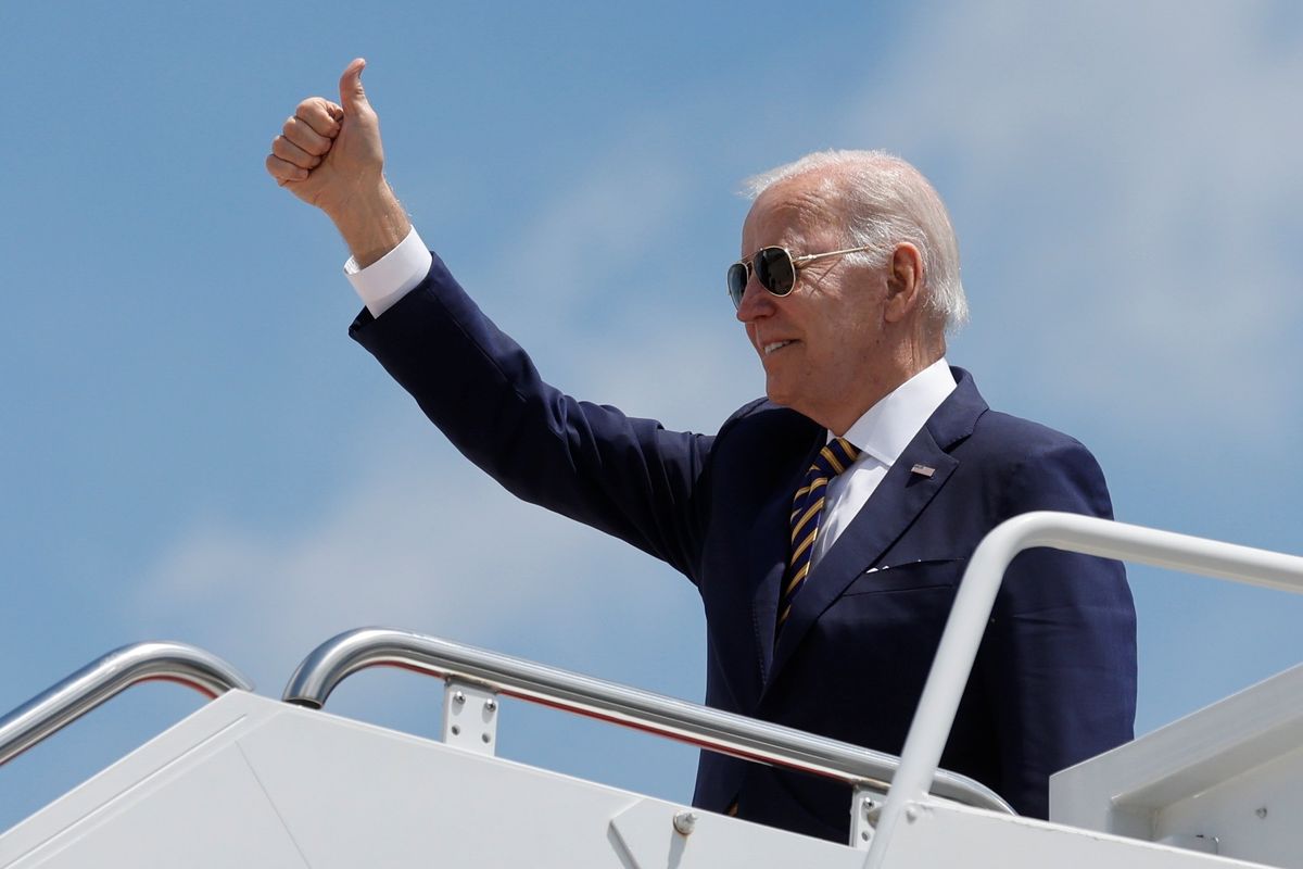 U.S. President Joe Biden boards Air Force One. 