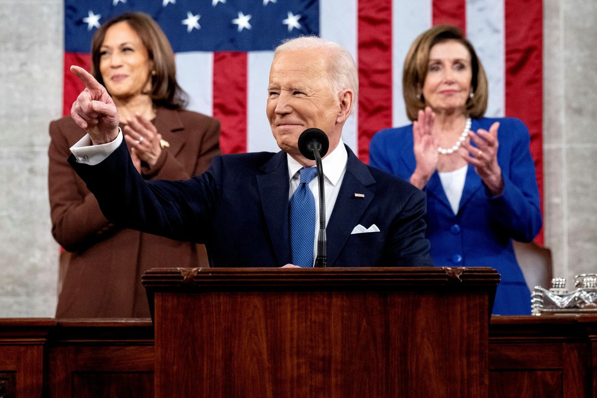 U.S. President Joe Biden delivers the State of the Union address at the U.S. Capitol in Washington, DC