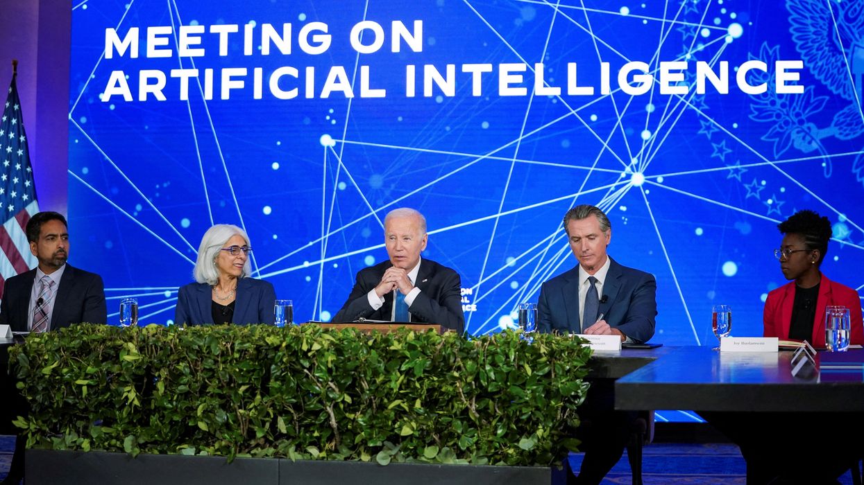 U.S. President Joe Biden, Governor of California Gavin Newsom and other officials attend a panel on Artificial Intelligence, in San Francisco, California.