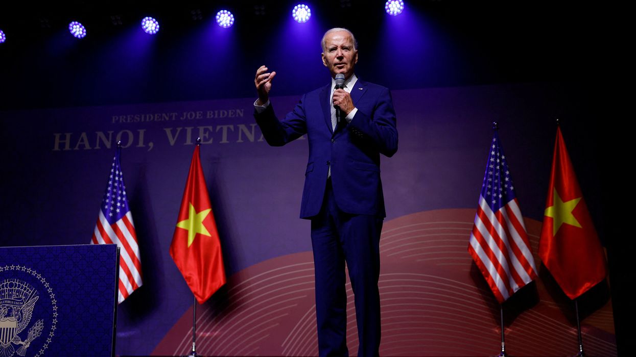 U.S. President Joe Biden holds a press conference in Hanoi, Vietnam.
