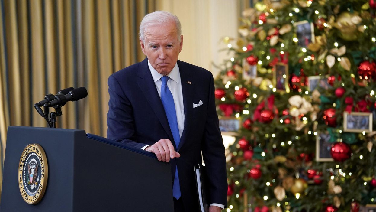 U.S. President Joe Biden listens to a question as he speaks about the country's fight against the coronavirus disease (COVID-19) at the White House in Washington, U.S., December 21, 2021