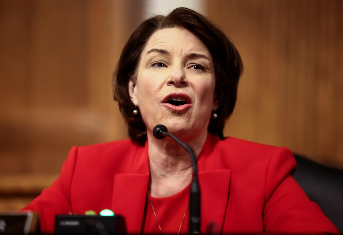 U.S. Senator Amy Klobuchar (D-MN) speaks during a Senate Judiciary Committee on tech sector regualtion