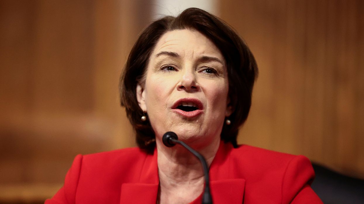 U.S. Senator Amy Klobuchar (D-MN) speaks during a Senate Judiciary Committee on tech sector regualtion