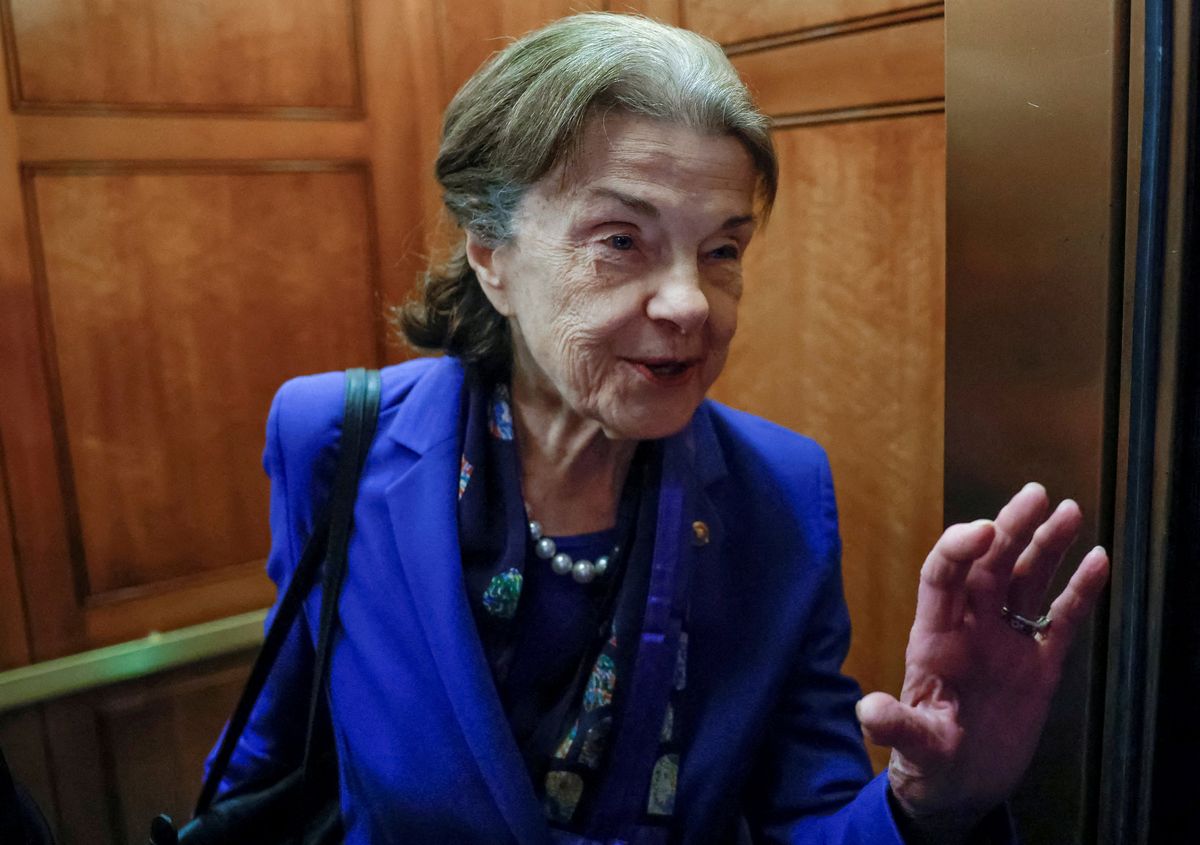 U.S. Senator Diane Feinstein (D-CA), who announced she will not be seeking re-election, leaves the Senate floor after a vote on Capitol Hill in Washington, U.S., February 14, 2023. 