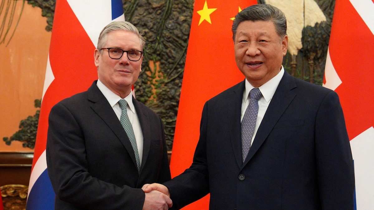 UK Prime Minister Keir Starmer shakes hands with Chinese President Xi Jinping in Beijing, China, on January 29, 2026.