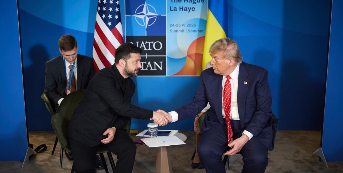 ​Ukraine President Volodymyr Zelenskyy meets with U.S President Trump in the Hague during the NATO Summit on Wednesday June 25, 2025.