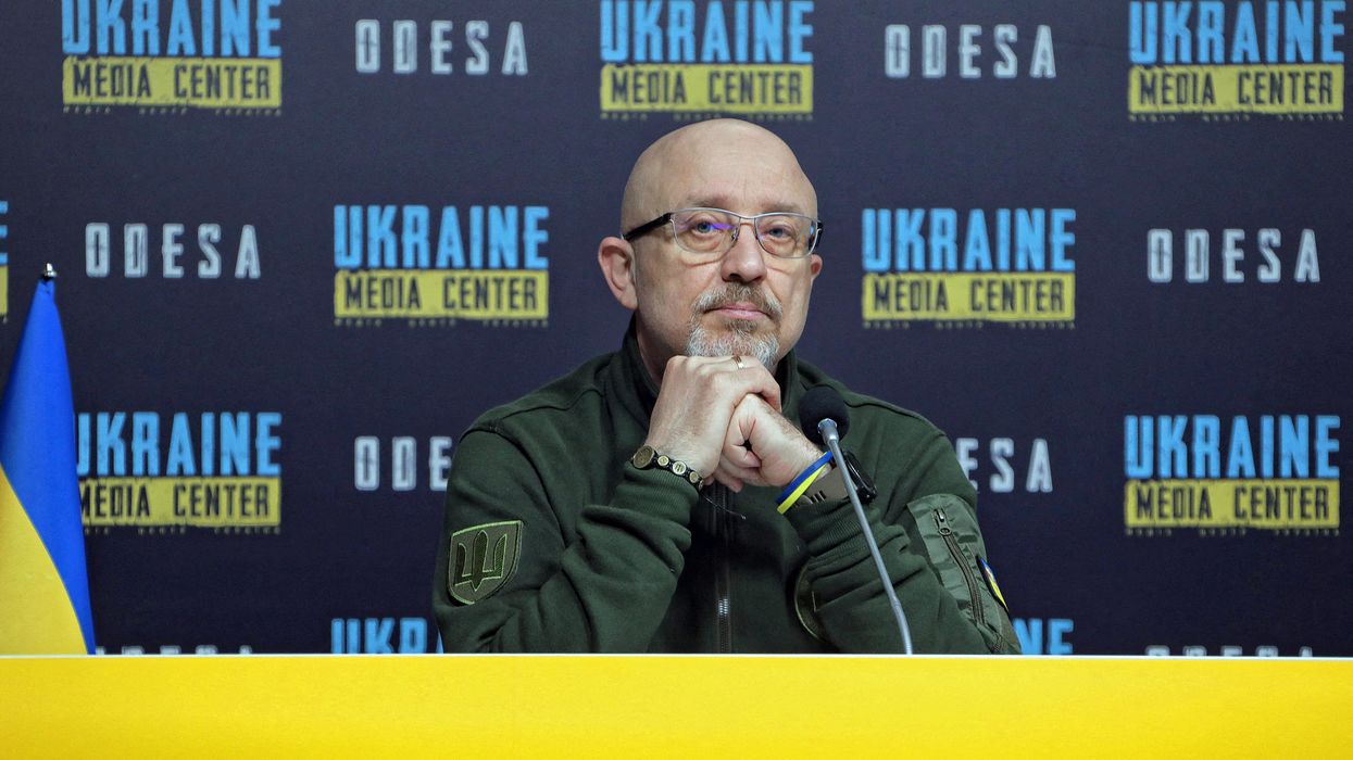 Ukraine's outgoing Minister of Defence of Ukraine Oleksii Reznikov at a briefing earlier this year.