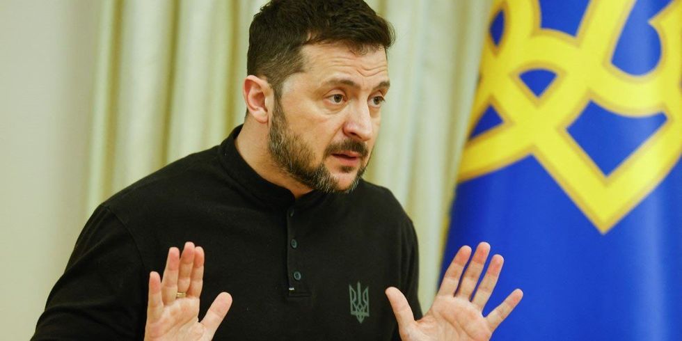 Ukraine's President Volodymyr Zelenskiy speaks during a press conference, amid Russia's attack on Ukraine, in Kyiv, Ukraine March 25, 2025. 