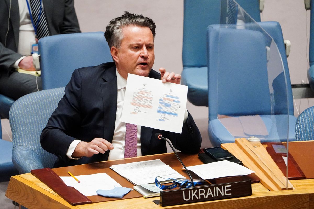 Ukraine's UN Ambassador Sergiy Kyslytsya speaks as the Security Council meets right before the Russian invasion.
