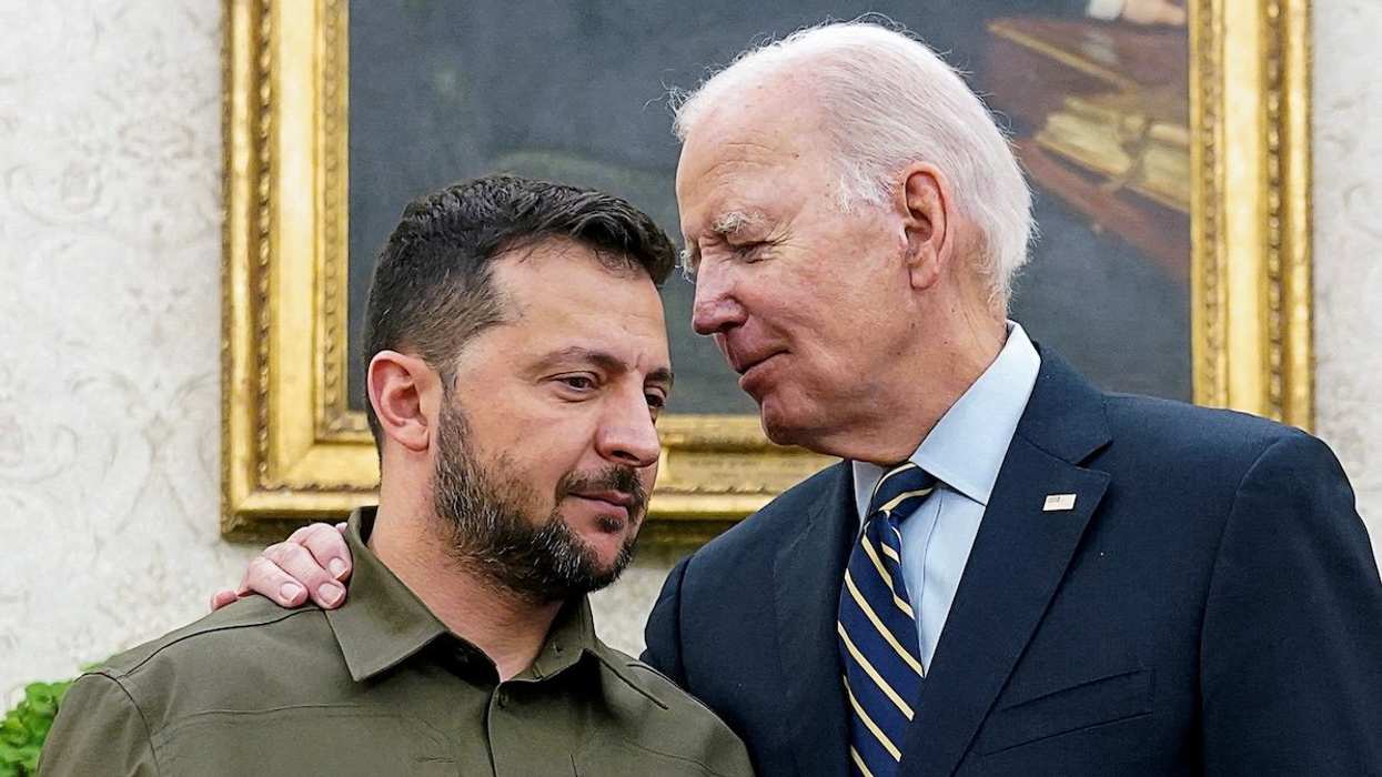 Ukrainian President Volodymyr Zelenskiy is embraced by US President Joe Biden in the Oval Office back in September 2023.
