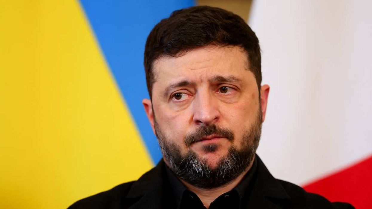 Ukrainian President Volodymyr Zelenskiy meets with British Prime Minister Keir Starmer, French President Emmanuel Macron, and German Chancellor Friedrich Merz at 10 Downing Street, in London, Britain, December 8, 2025.