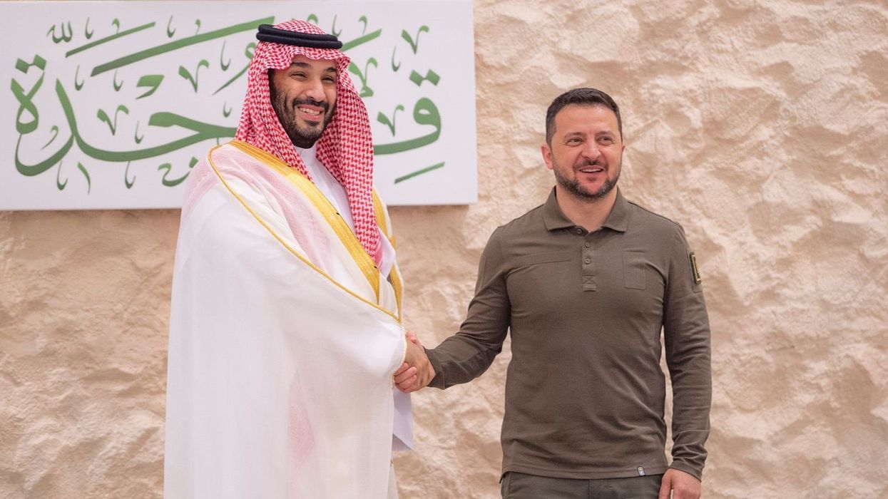 Ukrainian President Volodymyr Zelensky meeting with Saudi Crown Prince Mohammed bin Salman.
