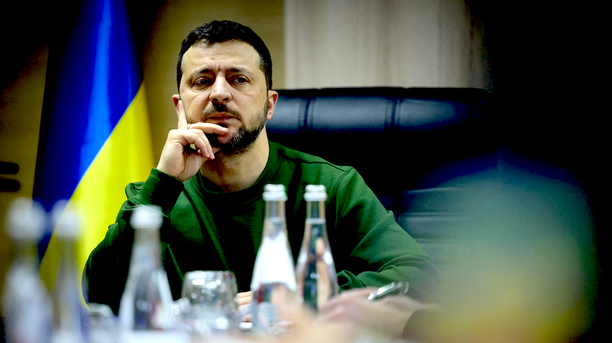 Ukrainian President Volodymyr Zelensky payss a visit to the frontlines of the Zaporizhzhia region, on Feb. 4, 2024.