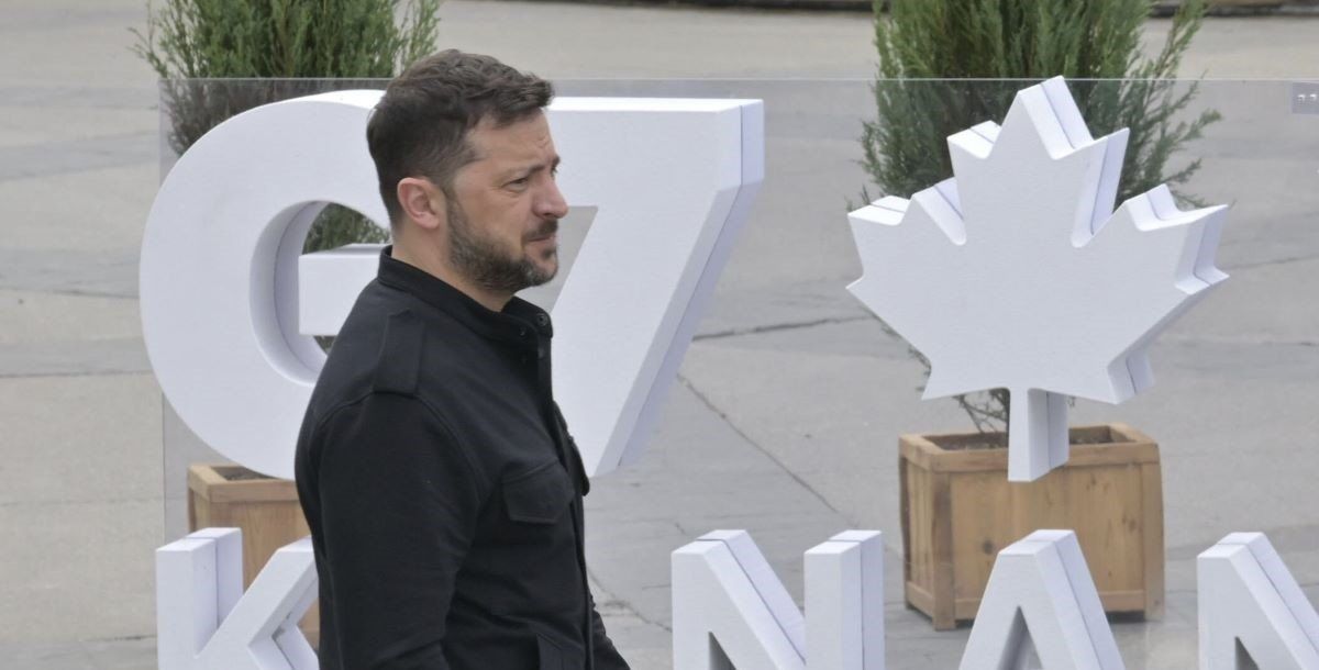​Ukrainian President Volodymyr Zelenskyy is pictured at the Group of Seven summit venue in Kananaskis, Canada, on June 17, 2025. 