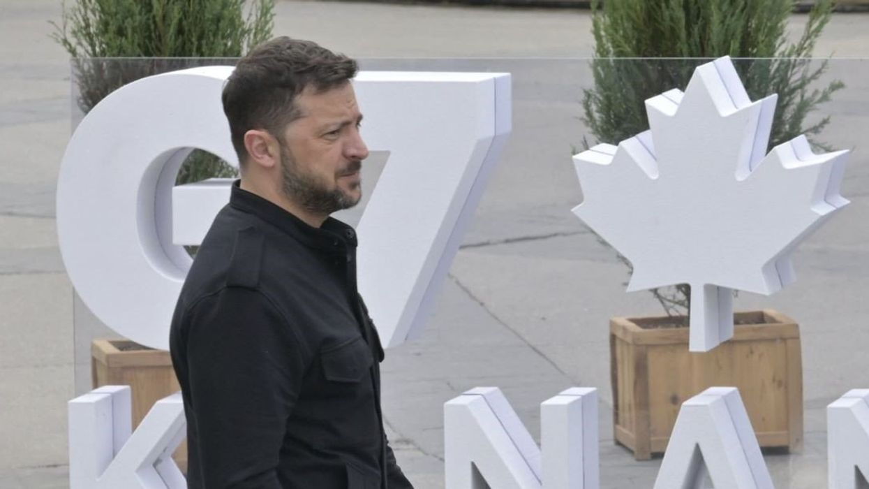 Ukrainian President Volodymyr Zelenskyy is pictured at the Group of Seven summit venue in Kananaskis, Canada, on June 17, 2025.