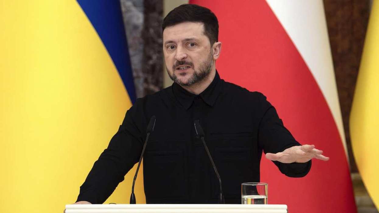 Ukrainian President Volodymyr Zelenskyy speaks during a press conference after meeting with Polish Prime Minister Donald Tusk in Kyiv on Feb. 5, 2026.