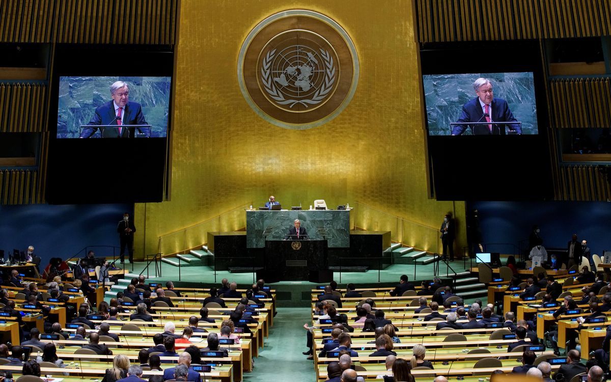 United Nations Secretary-General Antonio Guterres addresses the 76th Session of the U.N. General Assembly in New York City, U.S., September 21, 2021