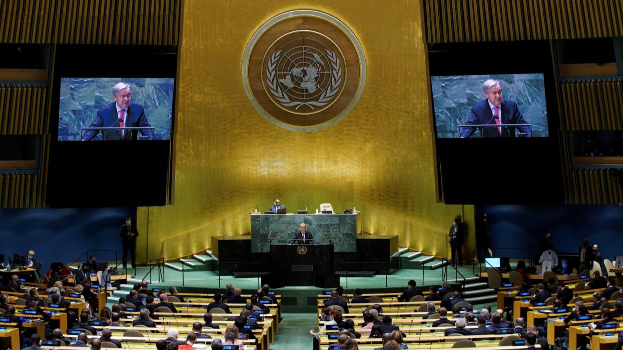 United Nations Secretary-General Antonio Guterres addresses the 76th Session of the U.N. General Assembly in New York City, U.S., September 21, 2021