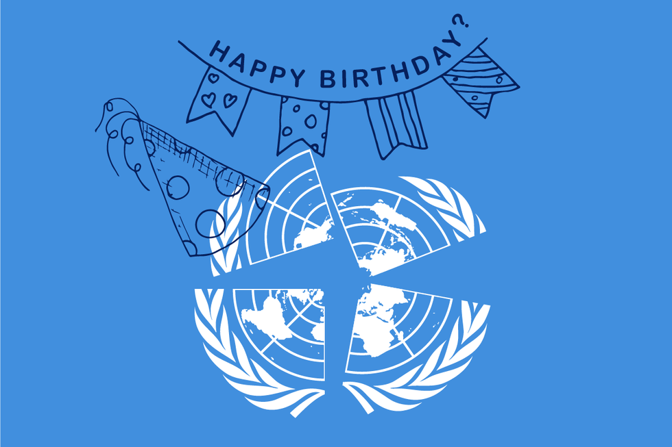 United Nations turns 75. Art by Ari Winkleman
