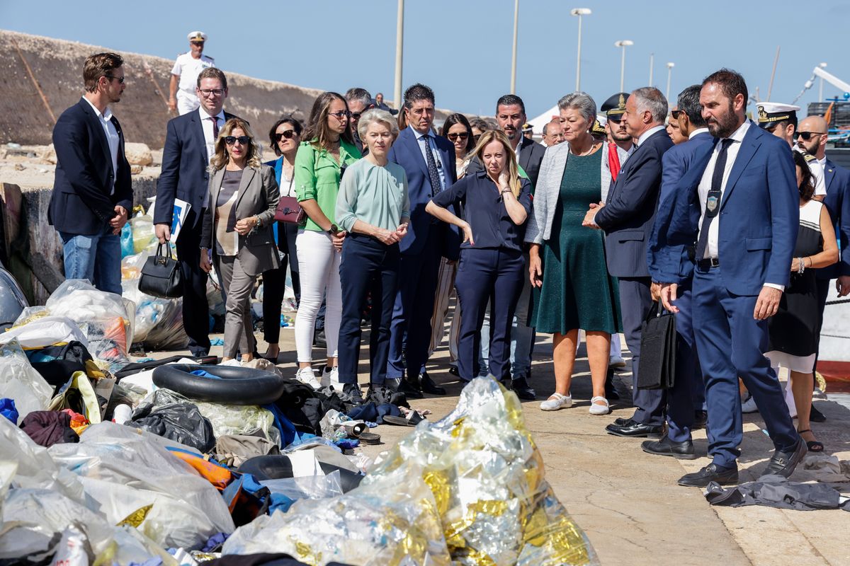 Ursula von der Leyen, President of the European Commission, Ylva Johansson, European Commissioner in charge of Home Affairs, accompanied by Giorgia Meloni, Italian Prime Minister, visited the Lampedusa migrant hotspot to discuss the ongoing migration crisis. 