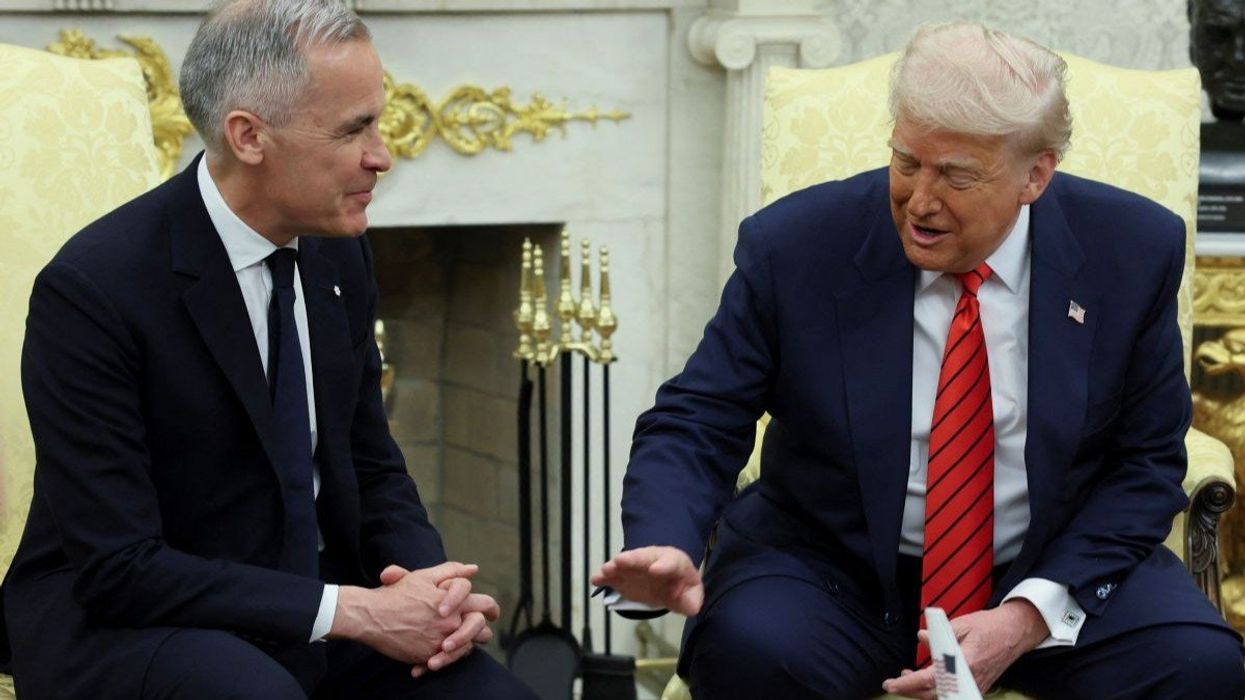 US President Donald Trump and Canadian Prime Minister Mark Carney meet in the Oval Office at the White House in Washington, D.C., USA, on May 6, 2025.