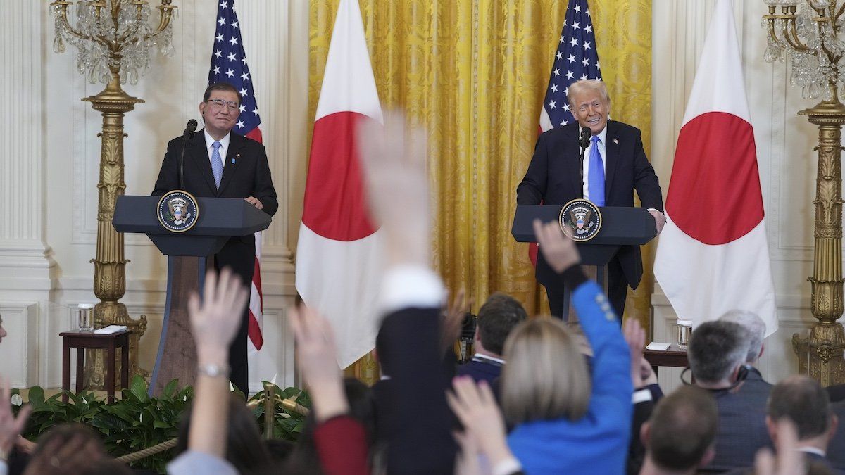 US ​President Donald Trump and Japanese Prime Minister Shigeru Ishiba at the White House on February 7, 2025.