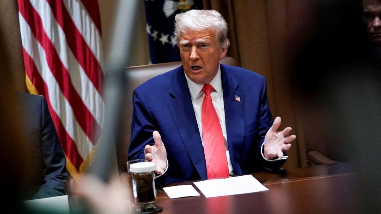 US President Donald Trump attends a Cabinet meeting at the White House in Washington, D.C., on April 10, 2025.