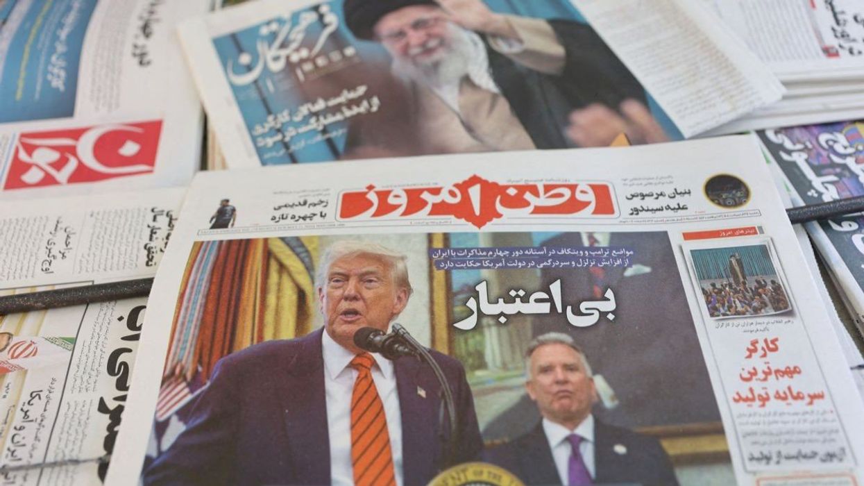 US President Donald Trump on the cover of a newspaper in Tehran, Iran, on May 11, 2025.