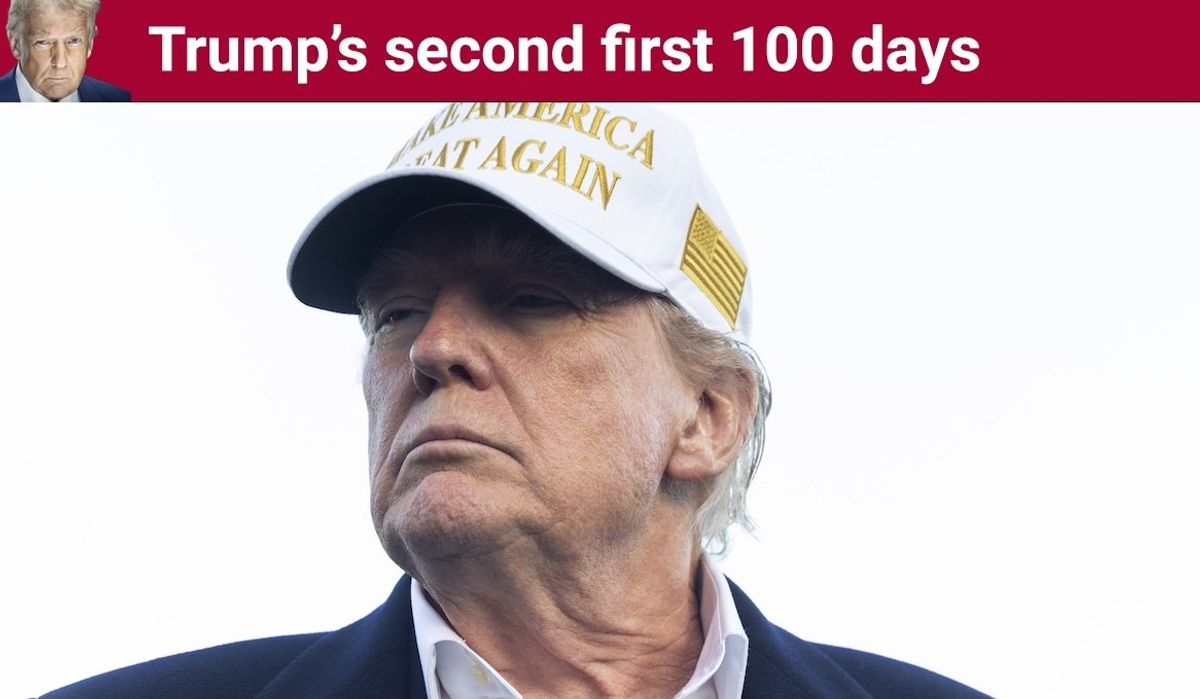 ​US President Donald Trump returns to the White House from his New Jersey golf club to Washington, DC, on April 27, 2024. 
