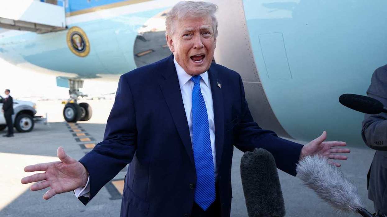 US President Donald Trump speaks to the media before departing West Palm Beach, Florida, USA, on March 23, 2026.