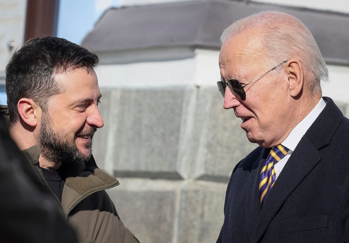 US President Joe Biden and Ukraine's President Volodymyr Zelenskiy visit Saint Michael’s cathedral in Kyiv.