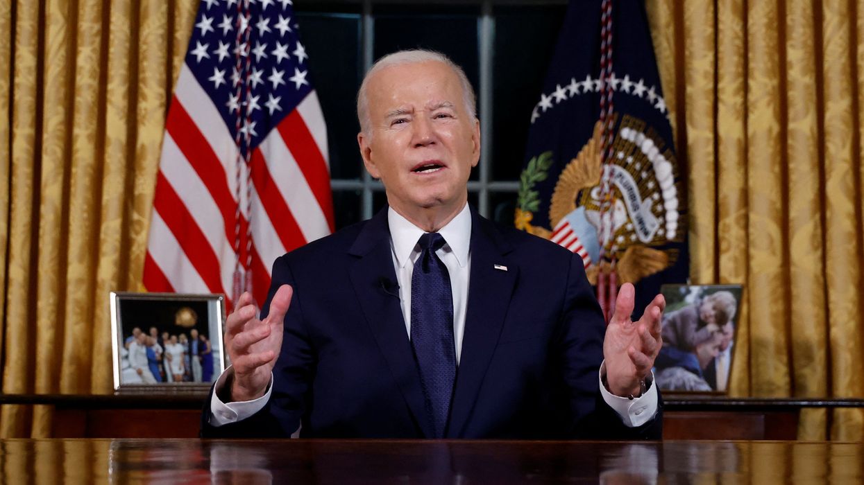 US President Joe Biden delivers a prime-time address to the nation about his approaches to the conflict between Israel and Hamas, humanitarian assistance in Gaza, and continued support for Ukraine in their war with Russia, on Oct. 19, 2023.