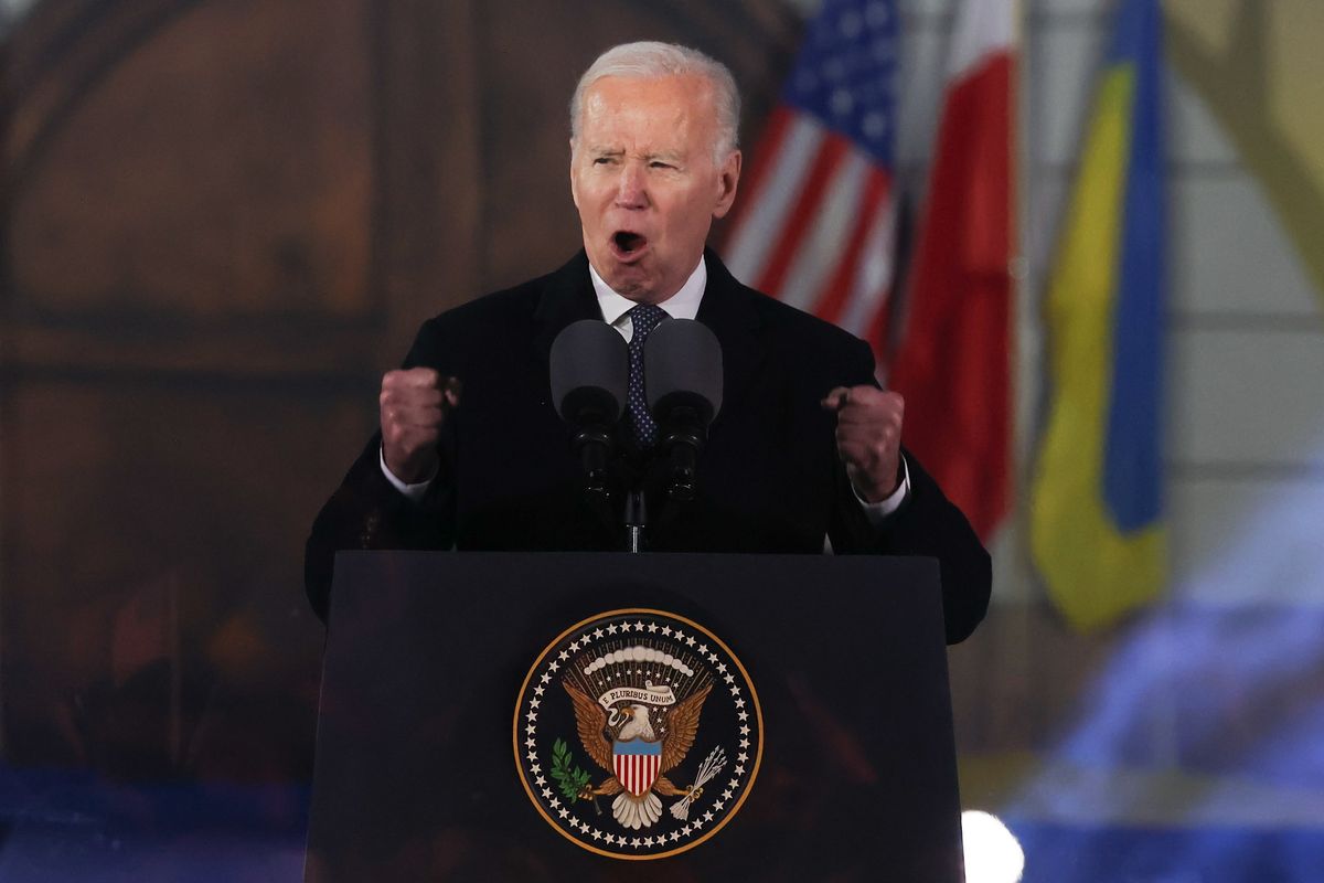 US President Joe Biden delivers a speech in Warsaw, Poland on February 21, 2023. 
