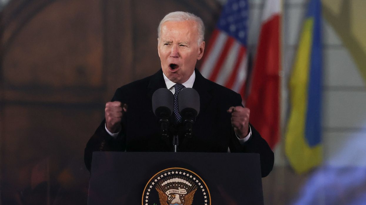 US President Joe Biden delivers a speech in Warsaw, Poland on February 21, 2023.