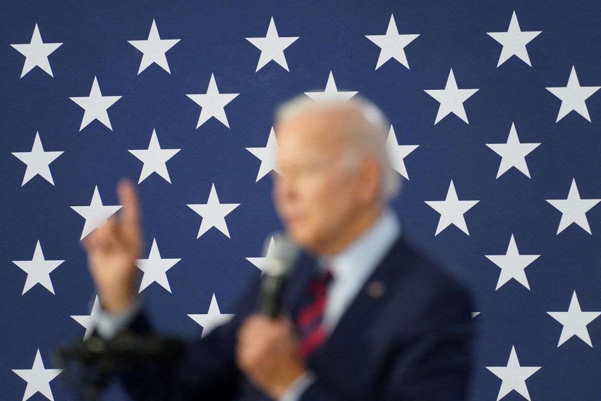 US President Joe Biden during a campaign stop ahead of the midterm elections in Hallandale Beach, Florida.