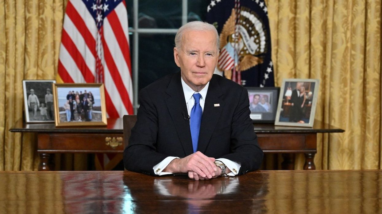 US President Joe Biden looks on after he delivered his farewell address to the nation from the Oval Office of the White House in Washington, DC, on Jan. 15, 2025.