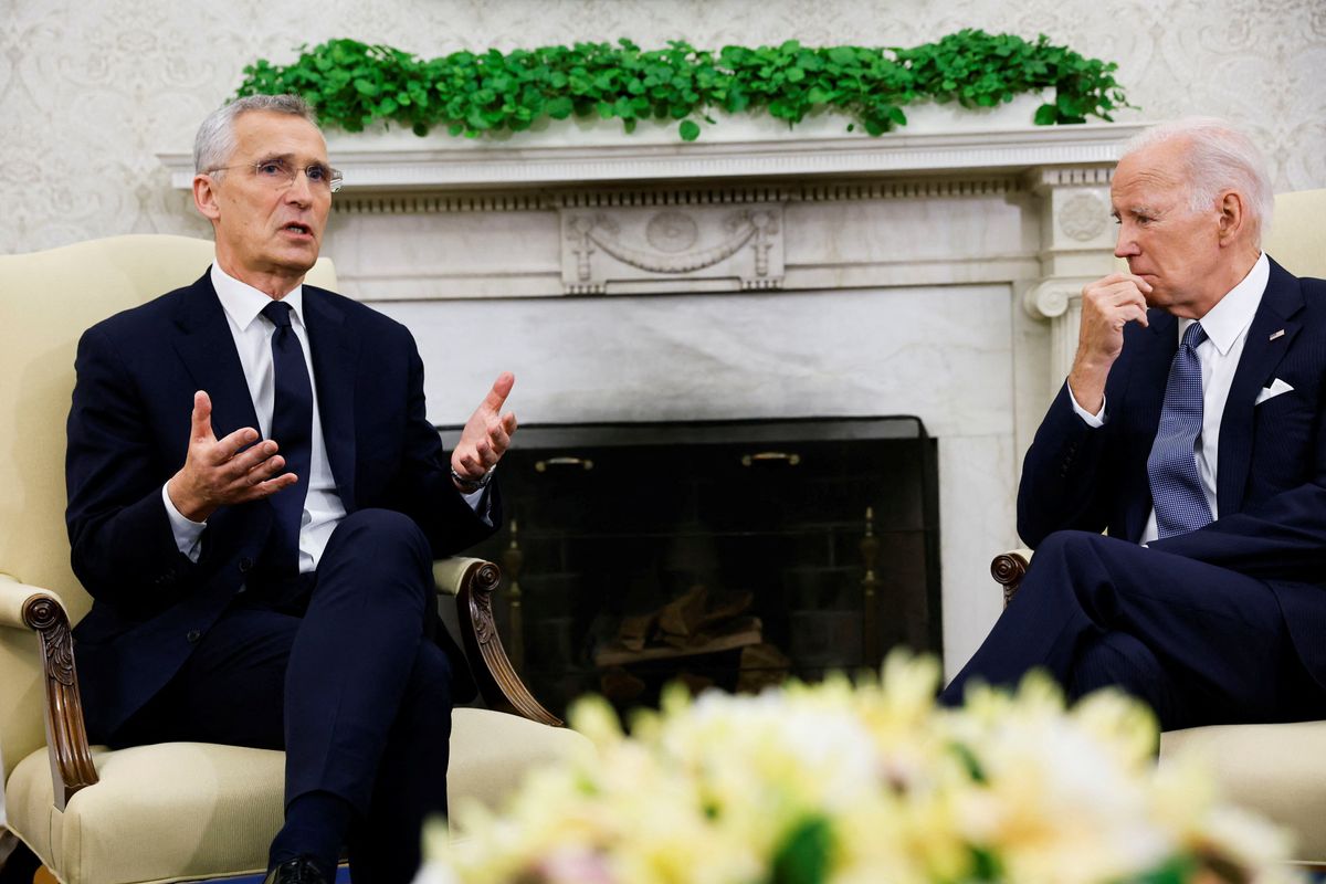 US President Joe Biden meets with NATO Secretary-General Jens Stoltenberg in the Oval Office at the White House.